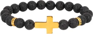 MILAKOO 8mm Natural Stone Lava Bracelet Diffuser Essential Oil Wristband with Stainless Steel Cross