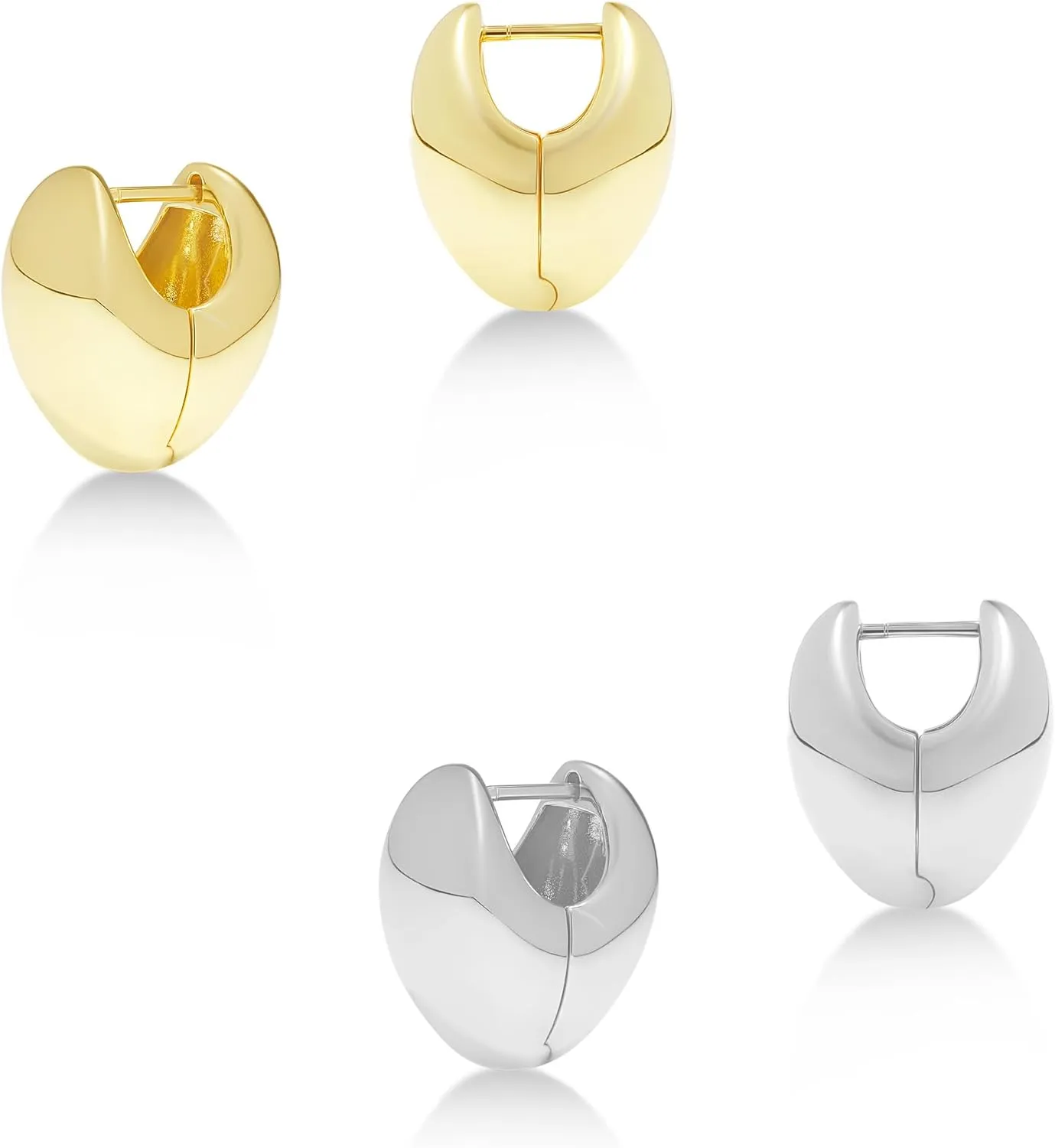 MILLA 14K Gold Plated Hoop Earrings | Small Silver Hoops | Thick Lightweight Chunky Hoop Earrings for Women