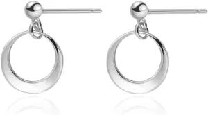 Minimalist Circle Hoop Ball Stud Earrings 925 Sterling Silver Simple Loops Dangle Charm Drop Studs Post Cartilage Statement Earring Dainty Jewelry Gifts for Women