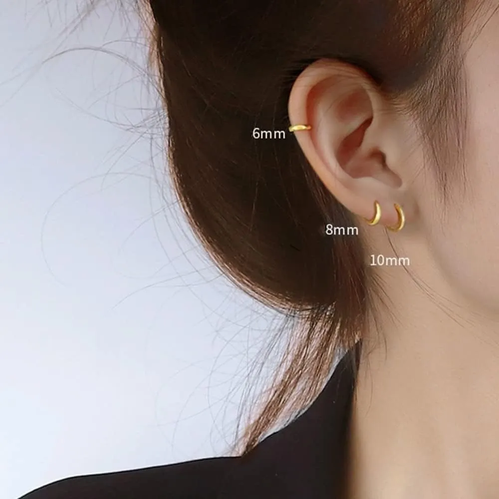 Minimalist Endless Small Hoop Earrings 925 Sterling Silver for Women Girls Hypoallergenic 14g Tiny Cartilage Huggie Hoops Helix Septum Nose Rings Daith Tragus Fashion Polished Body Piercing Jewelry