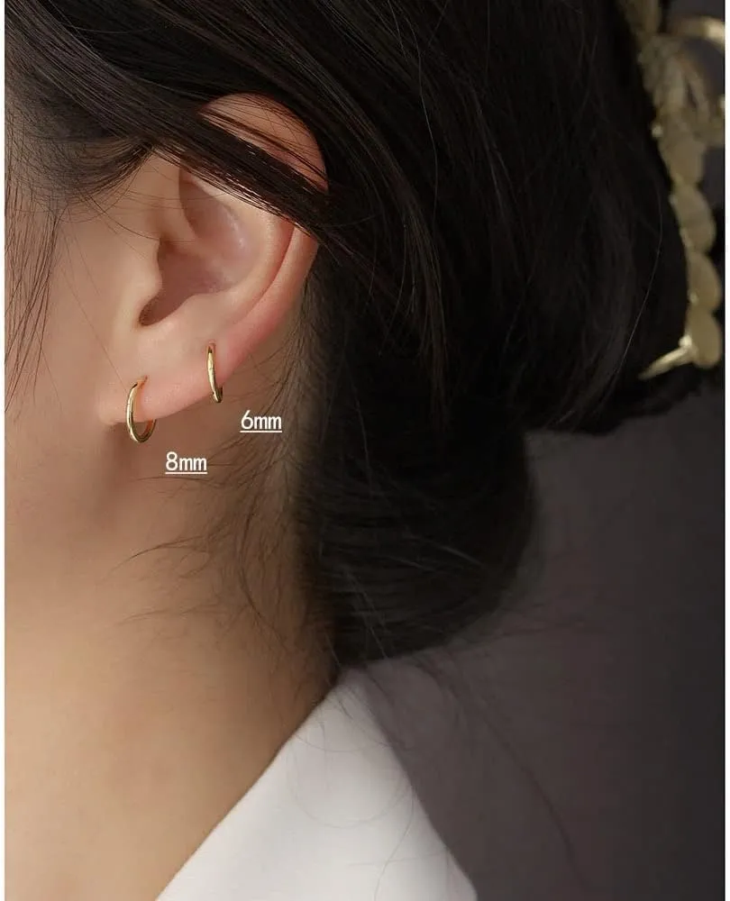 Minimalist Endless Small Hoop Earrings 925 Sterling Silver for Women Girls Hypoallergenic 14g Tiny Cartilage Huggie Hoops Helix Septum Nose Rings Daith Tragus Fashion Polished Body Piercing Jewelry