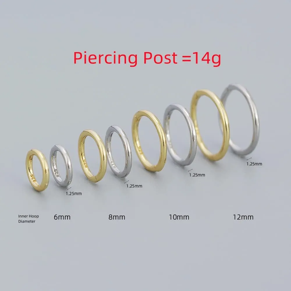Minimalist Endless Small Hoop Earrings 925 Sterling Silver for Women Girls Hypoallergenic 14g Tiny Cartilage Huggie Hoops Helix Septum Nose Rings Daith Tragus Fashion Polished Body Piercing Jewelry
