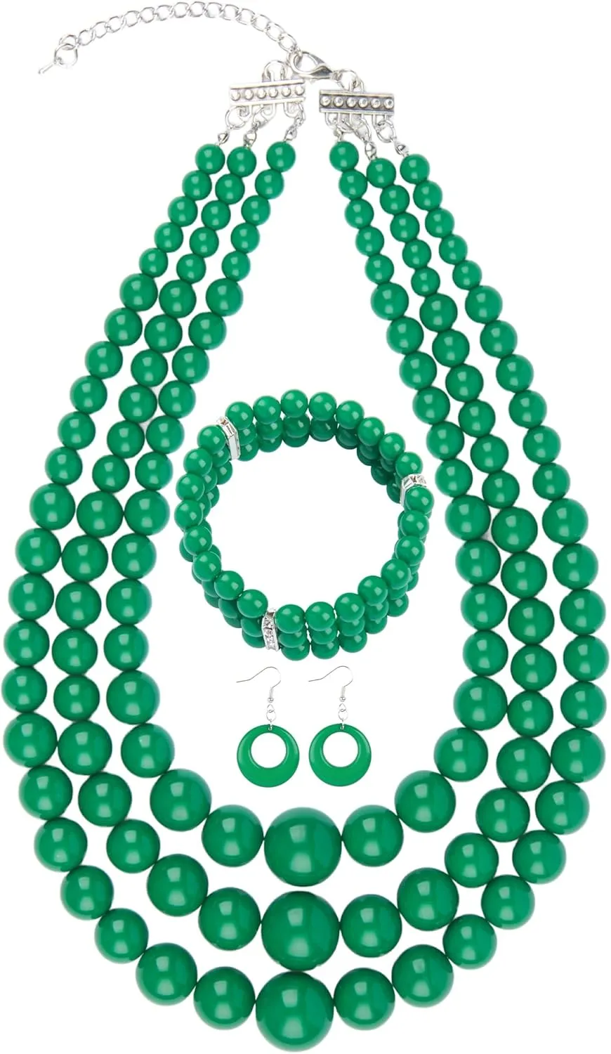 Miss U Hair Women's Chunky Large Statement Beads Necklace Earrings Stacked Bracelets Oversized Jewelry Set Halloween Party Outfit