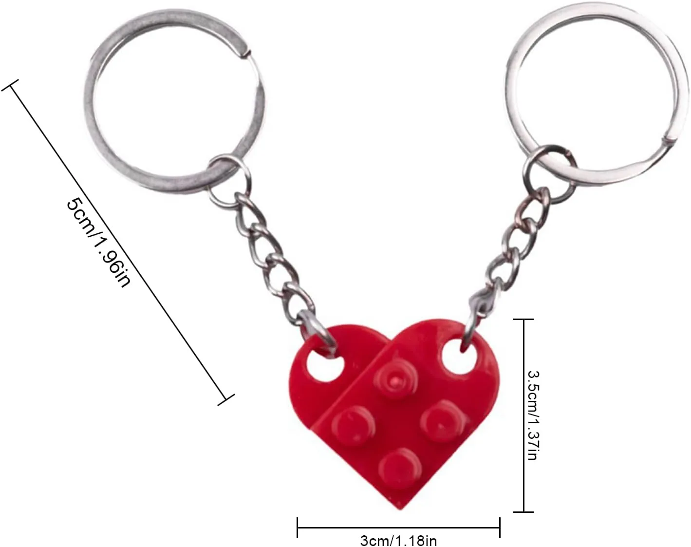 Moiitee Brick Heart Keychain, Crafted from ABS Material, Offered in 14 Colors, Valentine's Day Gift for Your Loved Ones 