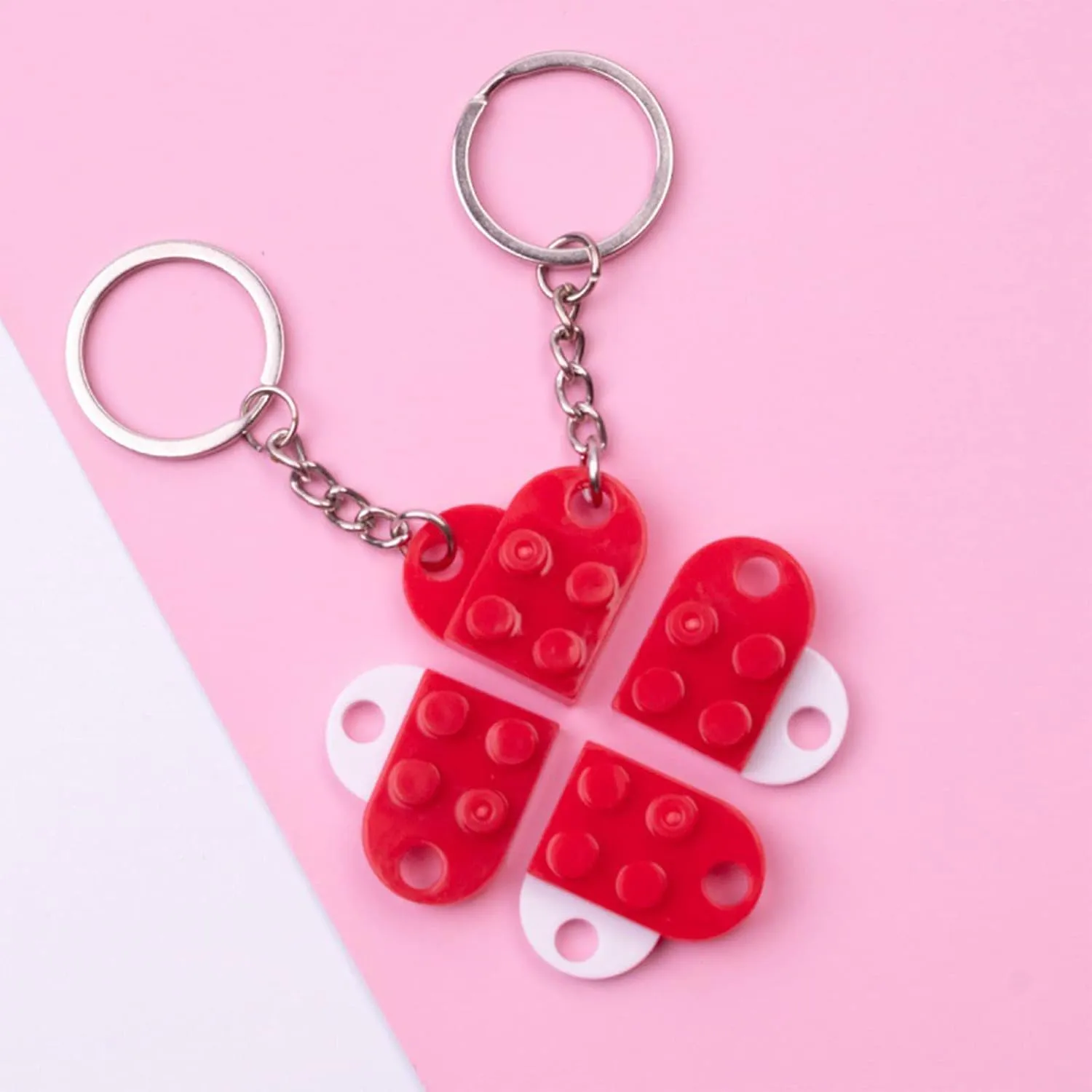 Moiitee Brick Heart Keychain, Crafted from ABS Material, Offered in 14 Colors, Valentine's Day Gift for Your Loved Ones 