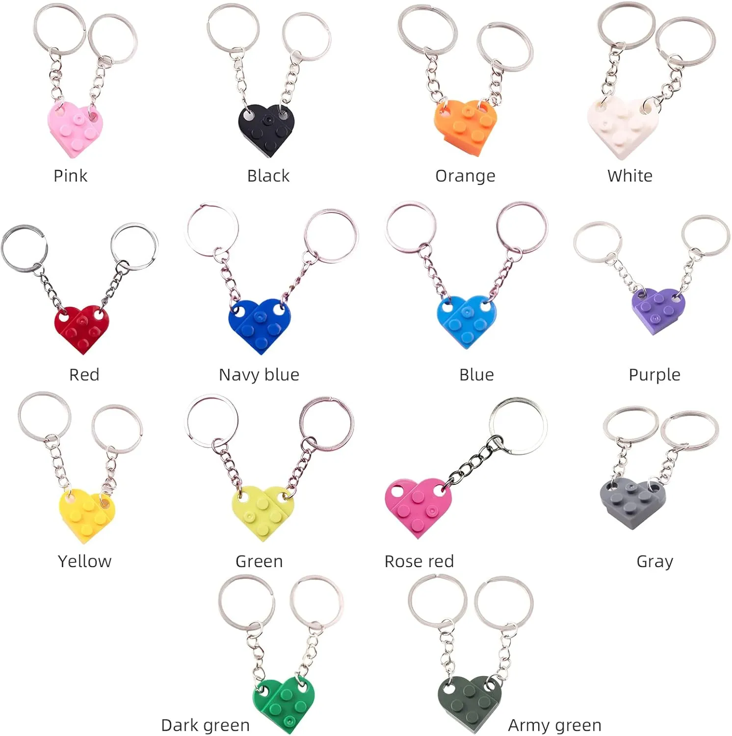 Moiitee Brick Heart Keychain, Crafted from ABS Material, Offered in 14 Colors, Valentine's Day Gift for Your Loved Ones 