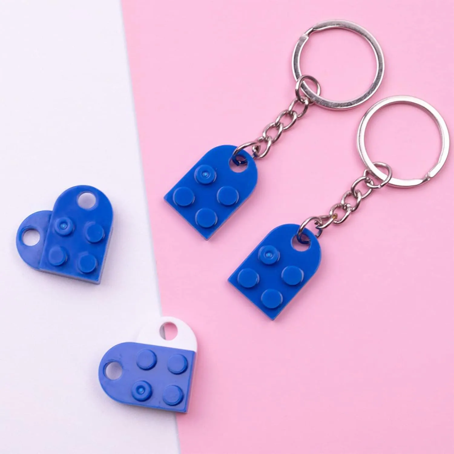 Moiitee Brick Heart Keychain, Crafted from ABS Material, Offered in 14 Colors, Valentine's Day Gift for Your Loved Ones 