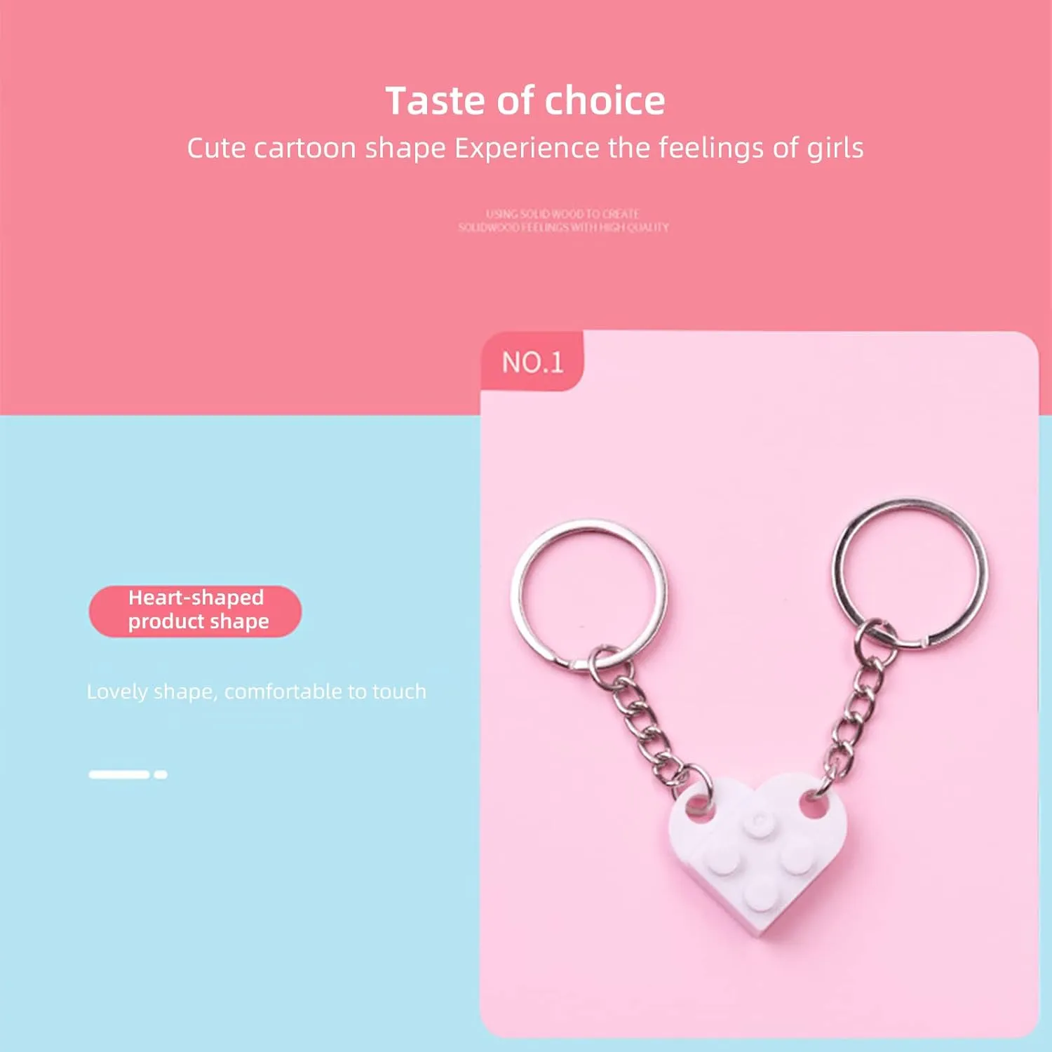 Moiitee Brick Heart Keychain, Crafted from ABS Material, Offered in 14 Colors, Valentine's Day Gift for Your Loved Ones 