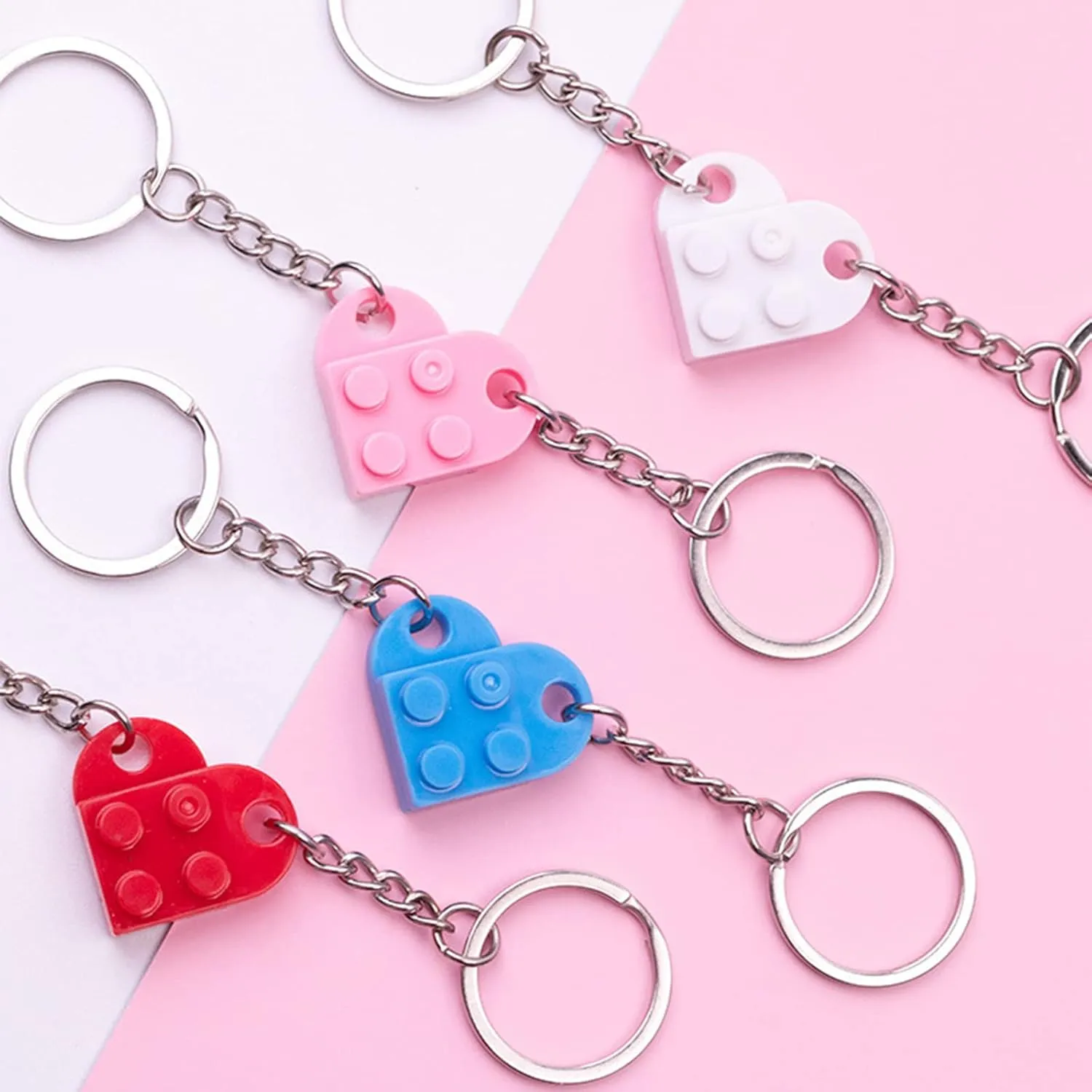Moiitee Brick Heart Keychain, Crafted from ABS Material, Offered in 14 Colors, Valentine's Day Gift for Your Loved Ones 
