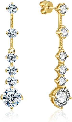 Moissanite Drop Earrings for Women3-7CT 18K White Gold Plated 925 silver D Color Stud Earrings, Certificate Jewelry for Her Birthday Wedding