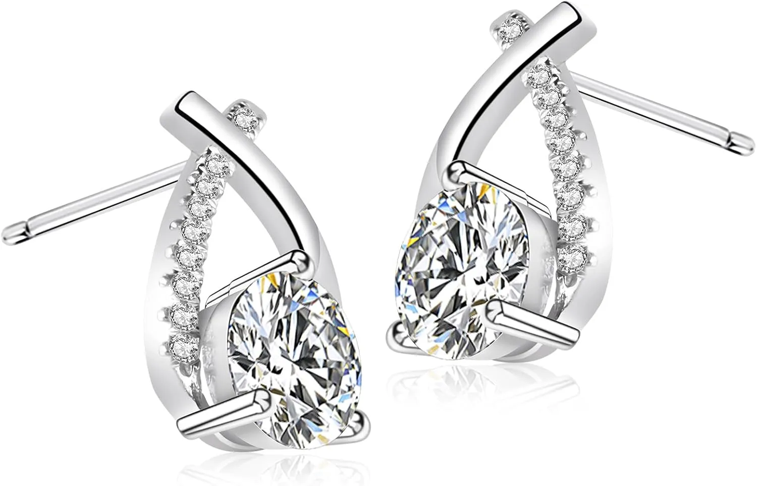 Moissanite Stud Earrings D Color VVS1 Moissanite Earrings 925 Sterling Silver 18K Gold Plated Friction Flat Bottom Mermaid Tail Earrings for Women
