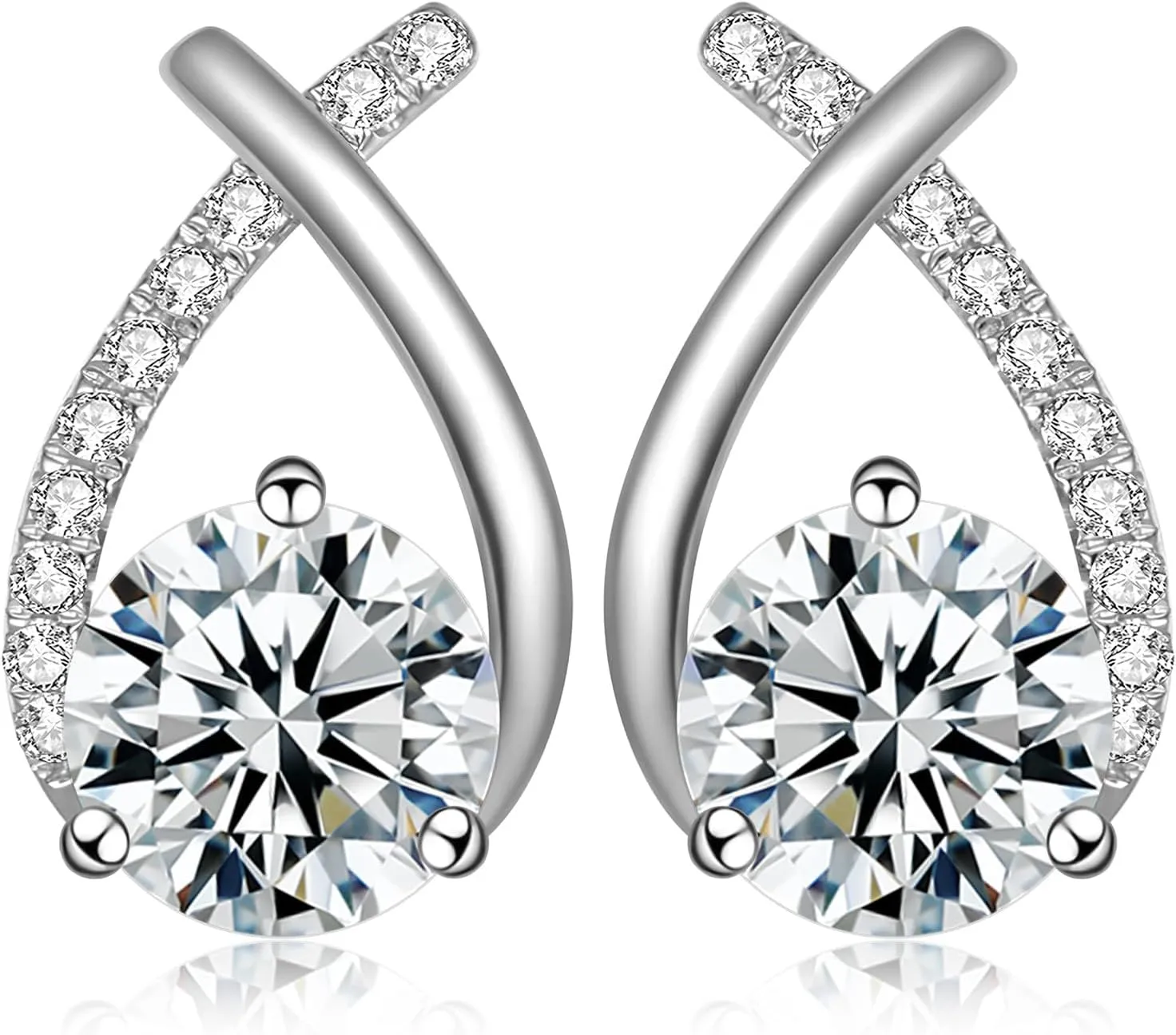 Moissanite Stud Earrings D Color VVS1 Moissanite Earrings 925 Sterling Silver 18K Gold Plated Friction Flat Bottom Mermaid Tail Earrings for Women