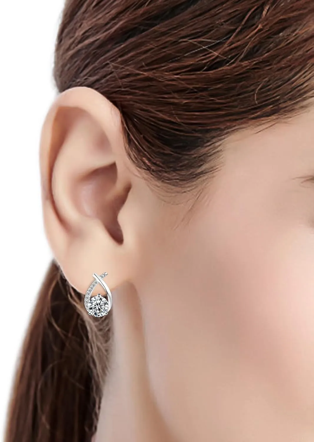 Moissanite Stud Earrings D Color VVS1 Moissanite Earrings 925 Sterling Silver 18K Gold Plated Friction Flat Bottom Mermaid Tail Earrings for Women