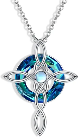 MONGAS Celtic Cross Necklace Sterling Silver Celtic Cross Pendant Necklace Irish Necklace Celtic Cross Jewelry for Men Women