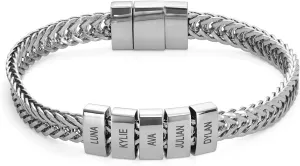 MYKA - Personalized Elements Beads Braided Bracelet - With Up to 5 Custom Inscriptions - Stainless Steel - Designer Jewelry for Him, Men - Dainty Gift for Christmas, Father's Day, Anniversary