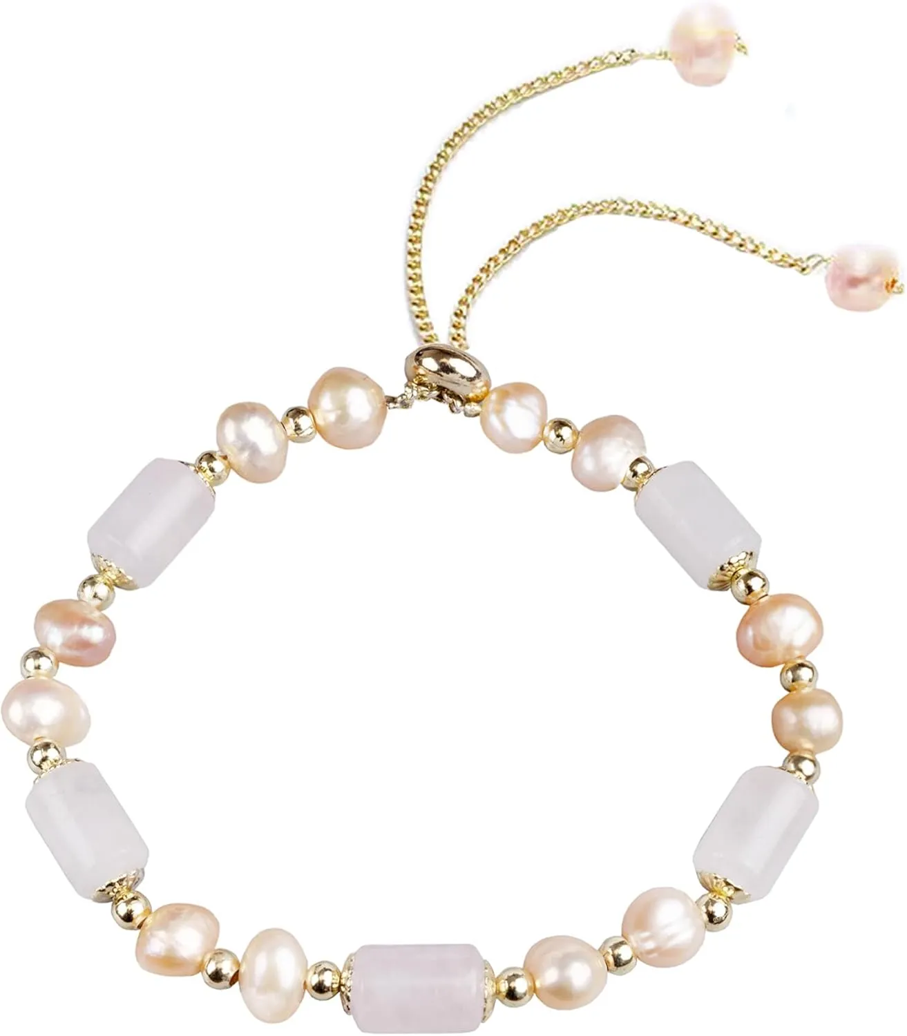Natural Jade Pearls Bracelet Gold Wealthy Good Fortune Jade Bangle Amulet for Women, Lucky Jade Feng Shui Healing Crystal Bracelet