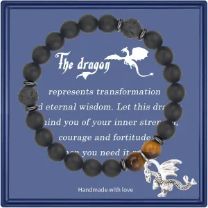 Natural Stone Dragon Bracelet Zodiac Dragon Charm Bracelets for Women Men Dragon Lovers Gift Inspiration Gifts for Best Friends