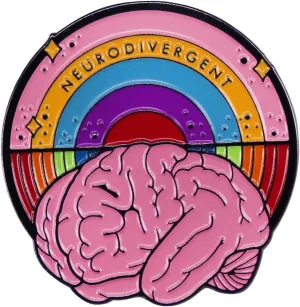 Neurodivergent Rainbow Brain Enamel Brooch Quotations Autism Pride Brooch Neurodivergent Rainbow Badge for Backpack Jewelry Accessory