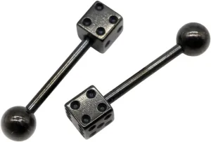 New 2025 2Pcs Punk Unisex Ball Dice Stainless Steel Tongue Rings Bars Hers 14G Industrial Barbells Piercing Body Jewelry Findings Fashion Trendy Accessories Creative Gift