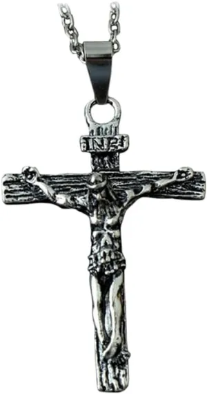 New 2025 Cross Necklace Inri Crucifix Jesus Piece Pendant Gold/Ancient Silver Color Stainless Steel Men Chain Catholic Jewelry Gifts Decoration Jewelry Commemorative Accessories Trendy Best For Gift