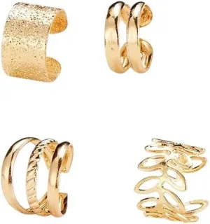 New 2025 Gold Color Ear Cuff Cartilage Wrap Earrings Non-Piercing Bones Spiral Clip Set For Women Men Jewelry Findings Gift Fashion Trendy Accessories Creative