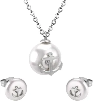 New 2025 Golden Flower Jewelry Findings Sets Stainless Steel White Imitation Pearl Pendant Necklace Earrings Collars Fashion Trendy Accessories Creative Gift