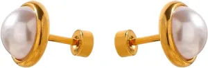 New 2025 Imitation Pearls Screw-Back Stud Earrings Trendy Stainless Steel Jewelry Geometric 18 K Plated Charm For Women Gala Gift With For You Jewelry Fashion Accessories Creative Gift