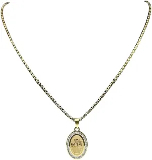 New 2025 Jesus And Virgin Mary Pendant Necklace For Women Men Stainless Steel Gold Color Christian Medal Chain Decoration Jewelry Commemorative With For You Accessories Trendy Creative Best For Gift