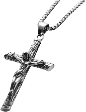 New 2025 Jesus Cross Stainless Steel Pendant Chain Necklace For Men Jewelry Catholic Crucifixes Rosaries Religion Accessories Decoration Jewelry Commemorative With You Accessories Trendy Best For Gift