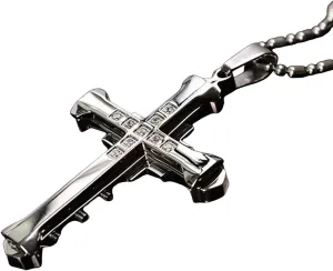 New 2025 Male Crystal Cross Jesus Pendant Gold/Black/Blue Color Zirconia Necklace Stainless Steel Decoration Jewelry Commemorative With For You Accessories Trendy Creative Best For Gift