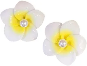 New 2025 Trendy Stud Earrings For Women Acrylic Yellow Contrast Color Imitation Pearl Cute Sweet Party Jewelry Findings Gift Fashion Accessories Creative