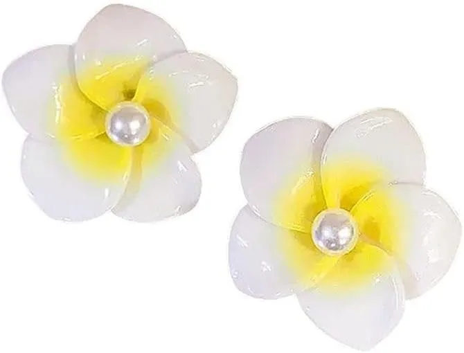 New 2025 Trendy Stud Earrings For Women Acrylic Yellow Contrast Color Imitation Pearl Cute Sweet Party Jewelry Findings Gift Fashion Accessories Creative