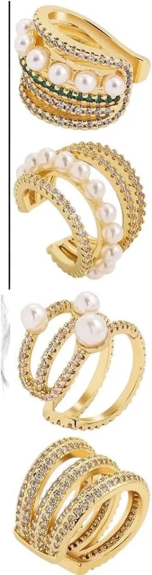 New 2026 Multilayer Ear Cuff No Piercing Clip Earrings For Women Hers Mixed Cubic Zircon Pearls Cartilage Wrap Jewelry Gift Fashion Trendy Accessories Creative