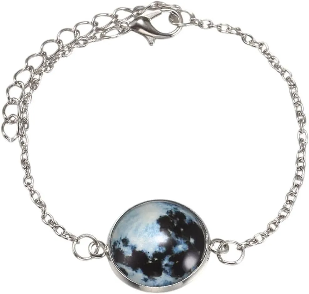 New 2026 Unisex Stainles Stell Glow In The Dark Full Moon Charm Bracelet For Women Party Astronomy Universe Bangle Fashion Jewelry Cn028 Trendy Accessories Creative Gift For Women And Men