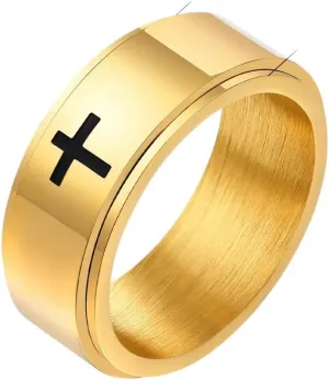 New 2026 Unisex Stainless Steel Cross Rings For Men, Easter Gift Christian Baptism Faith Ring Jewelry Fashion Trendy Accessories Creative For Women And Men