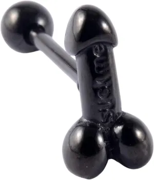 New For Trendy 2025 1Pc Stainless Steel Tongue Rings Middle Finger Tongue Barbell 16Mm Slave Ring Piercing Barbell Forbidden Piercing Body Jewelry Fashion Accessories Creative Gift
