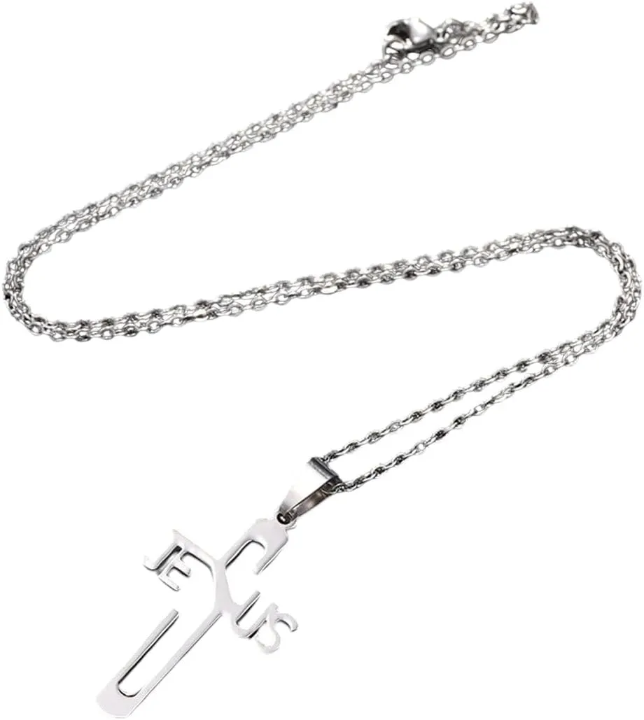 New For Trendy 2025 Jesus Cross Pendant Necklace Religious Jewelry For Men/Women Stainless Steel Chain Christian Symbol Nice Gift Jewelry Fashion Accessories Creative Gift
