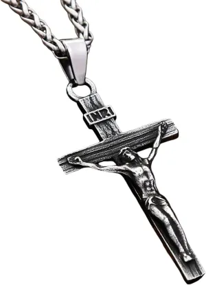 New For Trendy 2025 Punk Retro Christian Religious Jesus Cross Pendant Necklace For Men Women Stainless Steel Crucifix Necklace Amulet Jewelry Gift Fashion Accessories Creative Gift