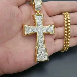 New For Trendy 2025 Stainless Steel Cross Pendant Cross Pendant Jesus Cross Pendant Hip Hop Hiphop Stainless Steel Pendant Jewelry Fashion Accessories Creative Gift