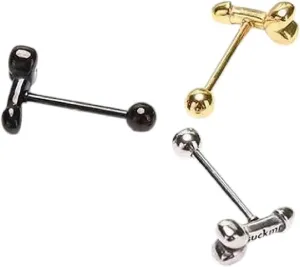 New For Trendy 2025 Unisex Stainless Steel Prevent Allergic Tongue Barbell Stud Punk Tongue Ring Piercing Ring Tongue Ring Piercing Body Jewelry Fashion Accessories Creative Gift