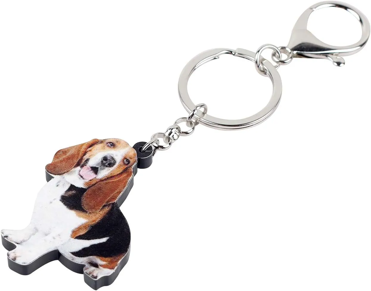 NEWEI Acrylic Basset Hound Keychain Gifts Cute Pets Key Chain Keyrings for Women Girls Bag Purse Accessories Charms