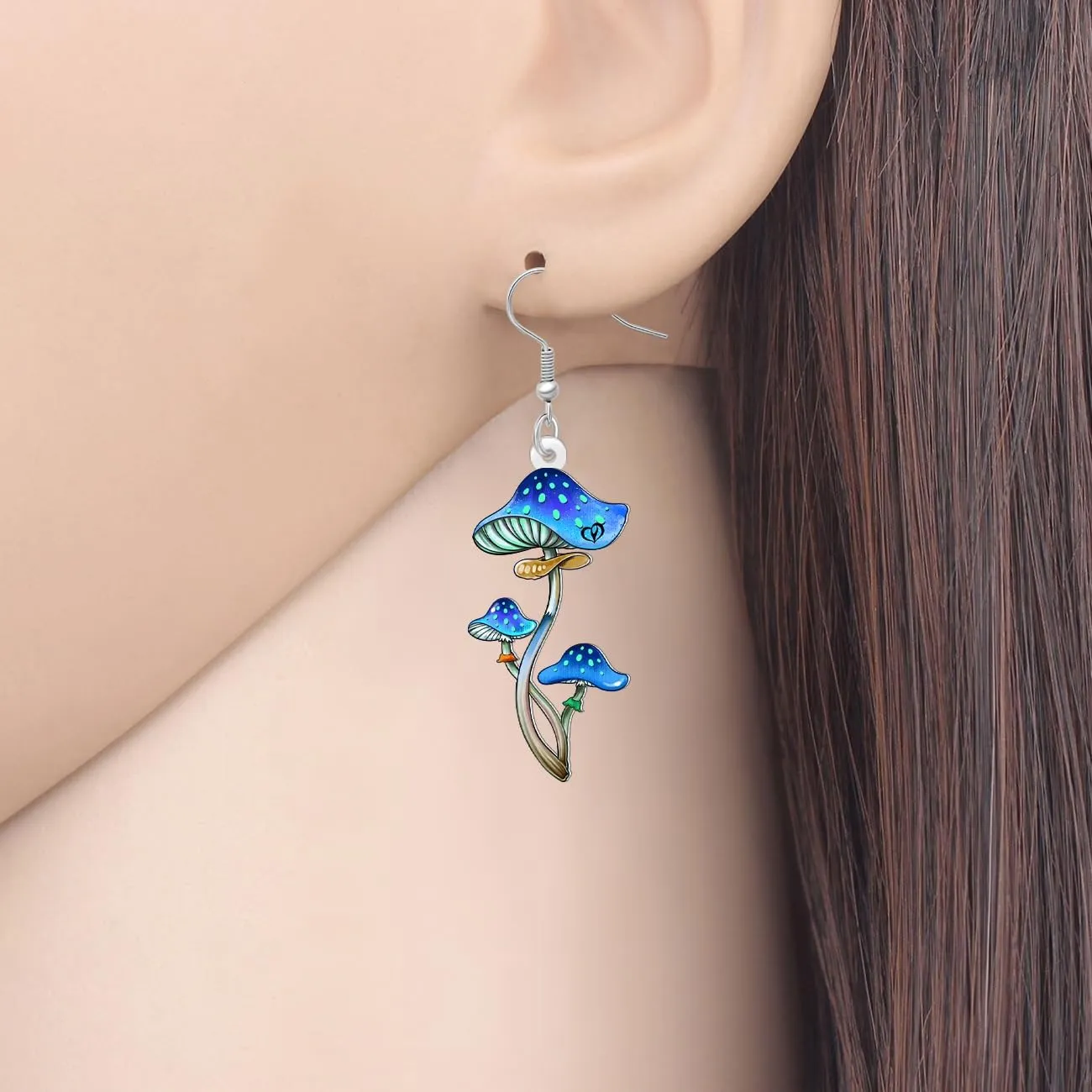NEWEI Acrylic Cute Mushroom Earrings Dangle for Women Cartoon Nature Inspired Plant Lightweight Earrings Jewelry Gift Ideas for Mushroom Stuff Lovers