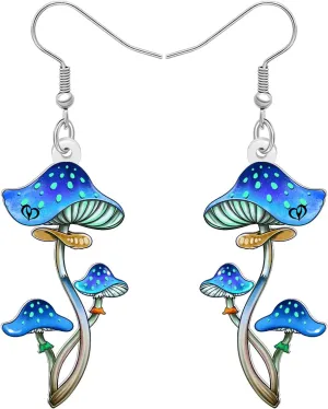 NEWEI Acrylic Cute Mushroom Earrings Dangle for Women Cartoon Nature Inspired Plant Lightweight Earrings Jewelry Gift Ideas for Mushroom Stuff Lovers