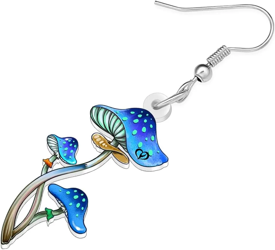 NEWEI Acrylic Cute Mushroom Earrings Dangle for Women Cartoon Nature Inspired Plant Lightweight Earrings Jewelry Gift Ideas for Mushroom Stuff Lovers