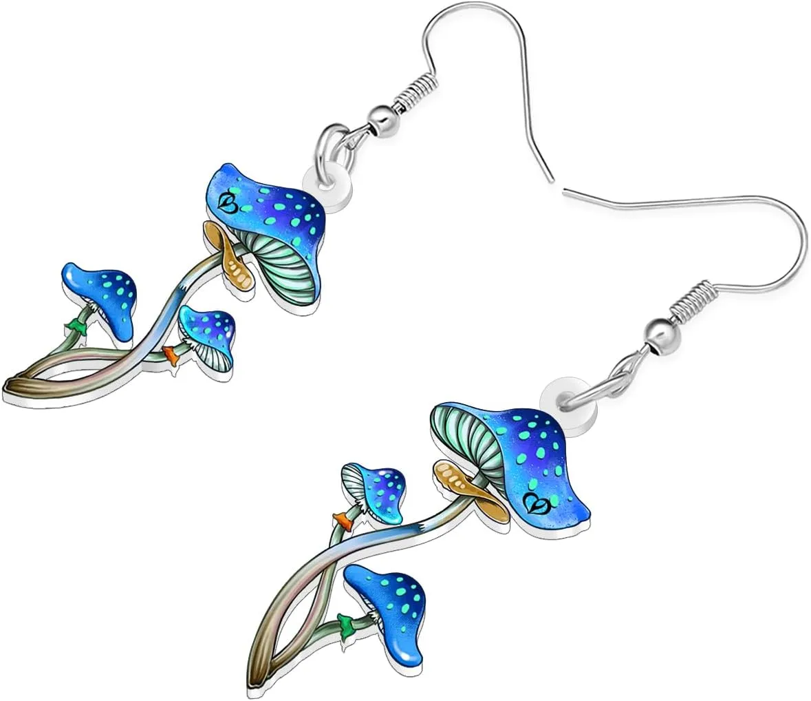 NEWEI Acrylic Cute Mushroom Earrings Dangle for Women Cartoon Nature Inspired Plant Lightweight Earrings Jewelry Gift Ideas for Mushroom Stuff Lovers