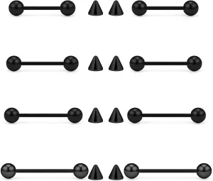 Nipple Piercing Jewelry Tongue Rings Surgical Steel Nipple Rings for Women 14G Straight Barbell Bar Length 12/14/16/19mm