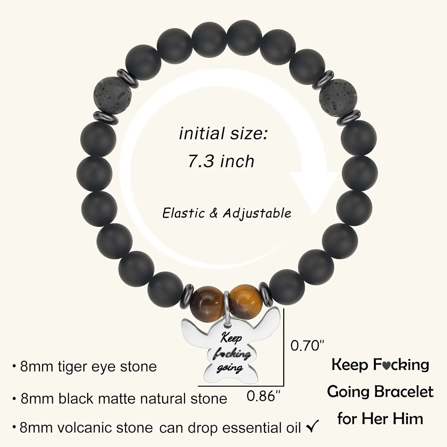 Ohana Means Family Bracelet Natural Stone Beaded Amethyst Bracelets for Womens Inspirational Jewelry Stitch Stuff Gifts for Lover Daughter Mom Niece