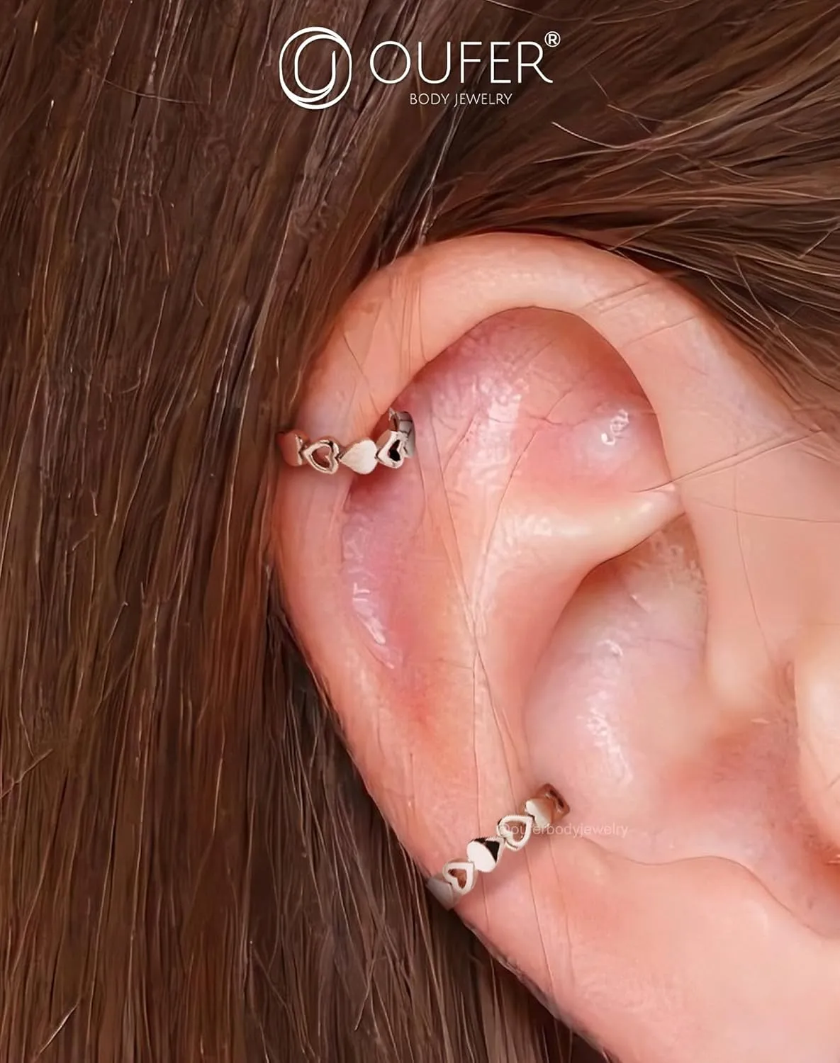 OUFER 16G Helix Earrings, 316L Stainless Steel Helix Piercing Jewelry, Heart-Shaped Design Helix Hoop Earring, Cartilage Conch Lobe Piercing Jewelry for Women