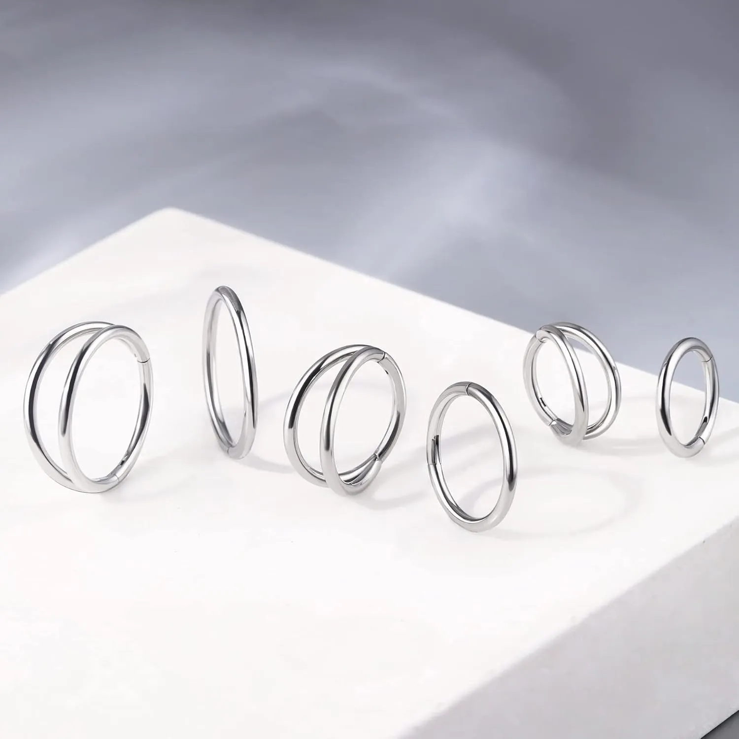 OUFER 2PCS Cartilage Hoop Earring, 16G Cartilage Piercing Jewelry, 316L Surgical Steel Helix Piercing Jewelry, Helix Daith Rook Tragus Conch Cartilage Earrings For Women