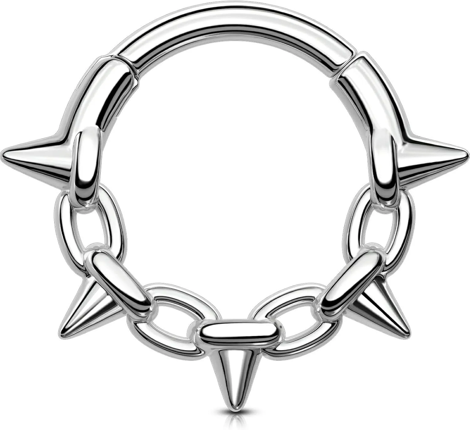 OUFER Daith Piercing Jewelry, 16G Chain With Thorns Design Daith Earrings,316L Stainless Steel Daith Hoop Earring, Helix Cartilage Septum Piercing Jewelry For Women